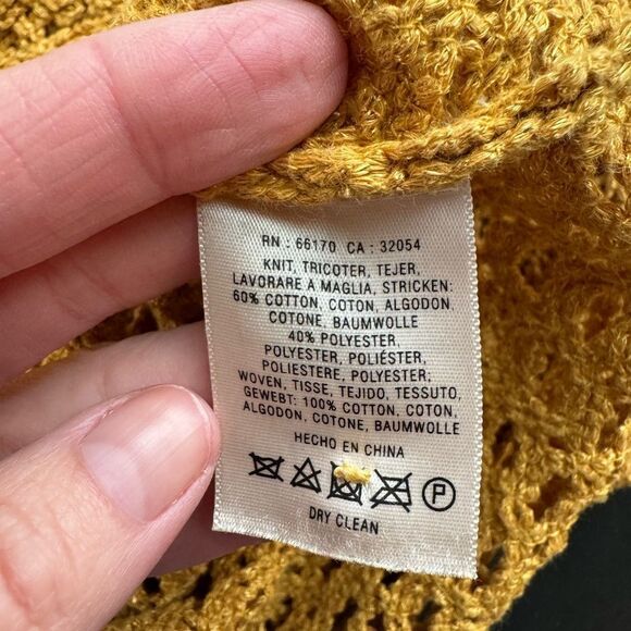 Anthropologie Angel of the North Womens Senoia Boho Sweater Mustard Crochet XS - Picture 11 of 14